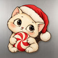 Peppermint Kitten wood magnet M297 on a stainless steel fridge, made in USA