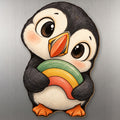 Lucky Puffin wood magnet M311 on a stainless steel fridge, made in USA