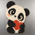 Heart Panda wood magnet M317 on a stainless steel fridge, made in USA