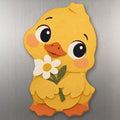 Sunny Duck wood magnet M332 on a stainless steel fridge, made in USA