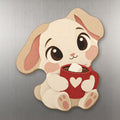 Cocoa Bunny wood magnet M338 on a stainless steel fridge, made in USA