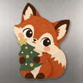 Tree Fox wood magnet M339 on a stainless steel fridge, made in USA