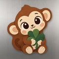 Clover Monkey wood magnet M361 on a stainless steel fridge, made in USA