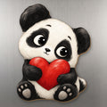 Heart Panda wood magnet M365 on a stainless steel fridge, made in USA