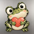 Heart Frog wood magnet M377 on a stainless steel fridge, made in USA
