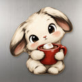 Cocoa Bunny wood magnet M386 on a stainless steel fridge, made in USA