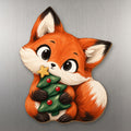 Tree Fox wood magnet M387 on a stainless steel fridge, made in USA