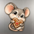 Cookie Mouse wood magnet M395 on a stainless steel fridge, made in USA