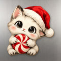 Peppermint Kitten wood magnet M396 on a stainless steel fridge, made in USA