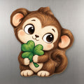 Clover Monkey wood magnet M409 on a stainless steel fridge, made in USA