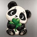 Clover Panda wood magnet M414 on a stainless steel fridge, made in USA