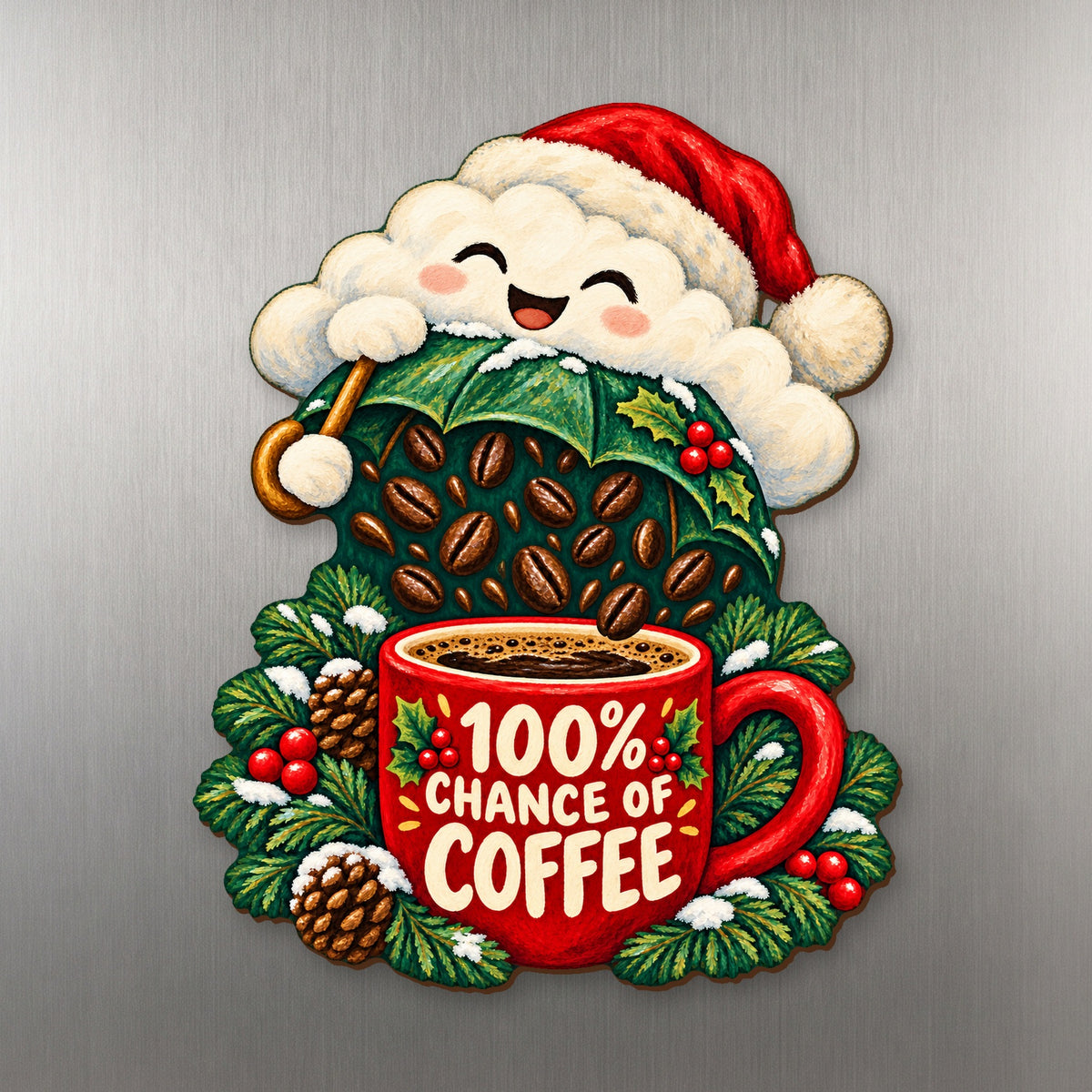 Caffeine Forecast Magnet #M420 — full-color wooden magnet
