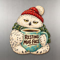 Resting Mug Face Magnet #M423 — full-color wooden magnet