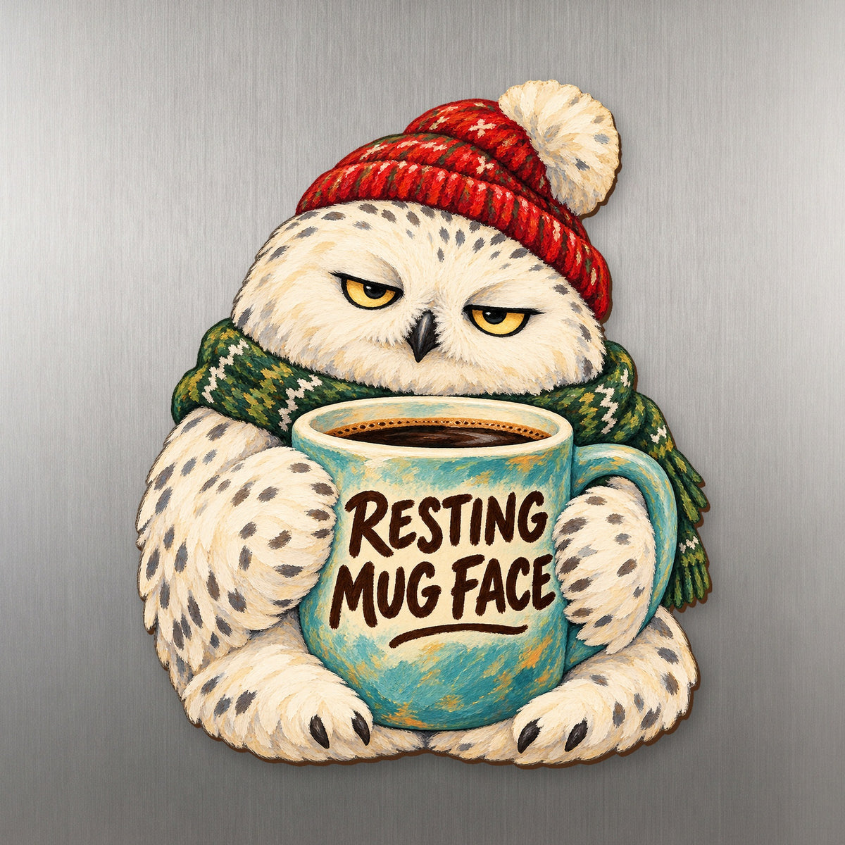 Resting Mug Face Magnet #M423 — full-color wooden magnet