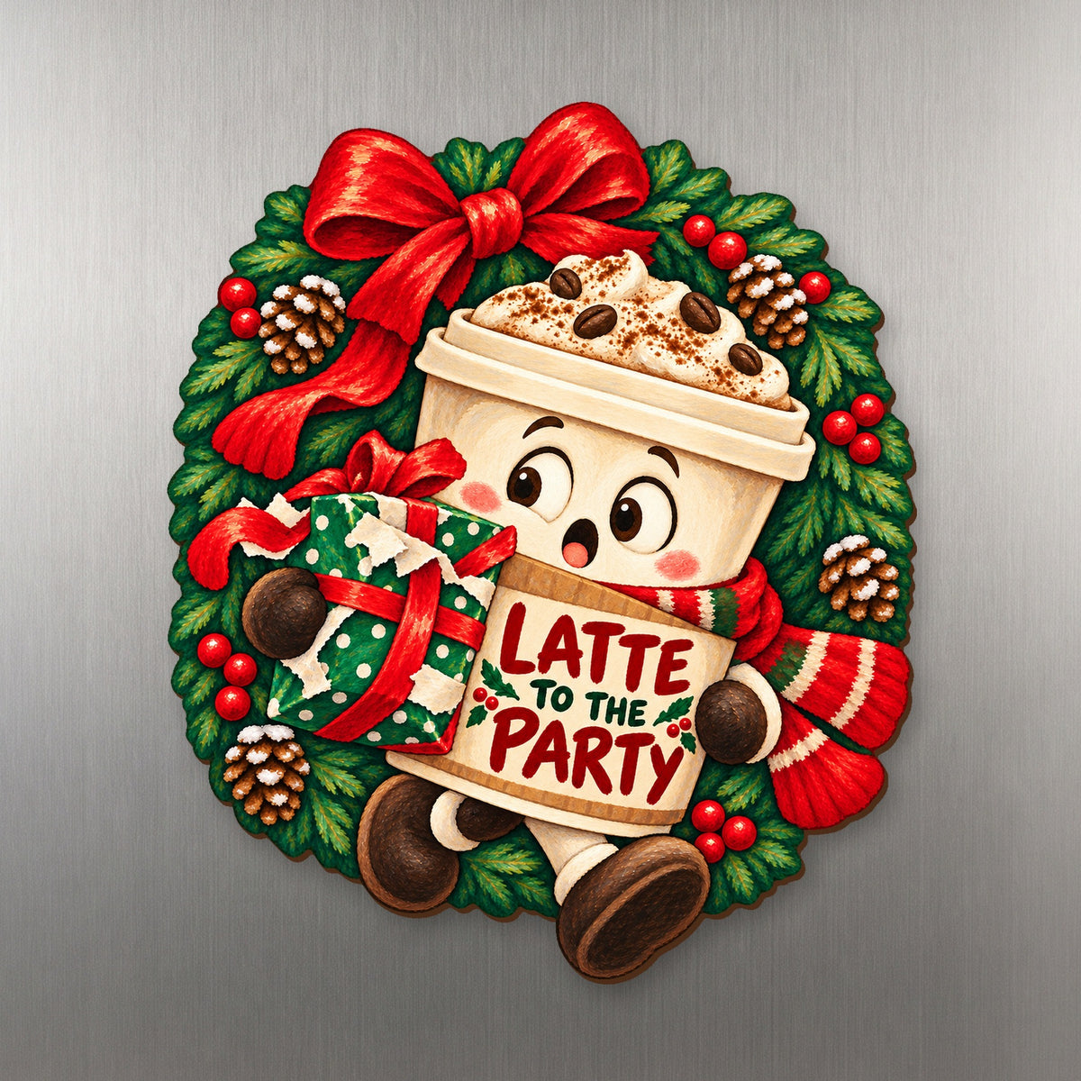 A Little Latte to the Party Magnet #M425 — full-color wooden magnet