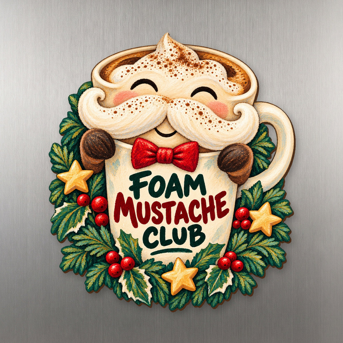 Milk-Foam Mustache Club Magnet #M428 — full-color wooden magnet