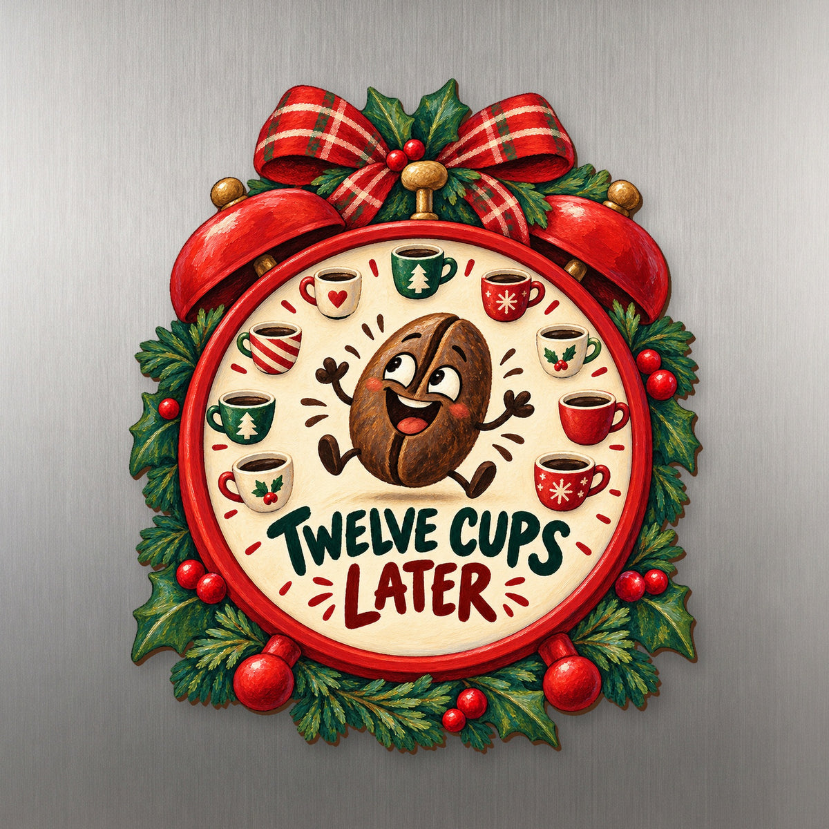The Twelve Cups of Christmas Magnet #M429 — full-color wooden magnet