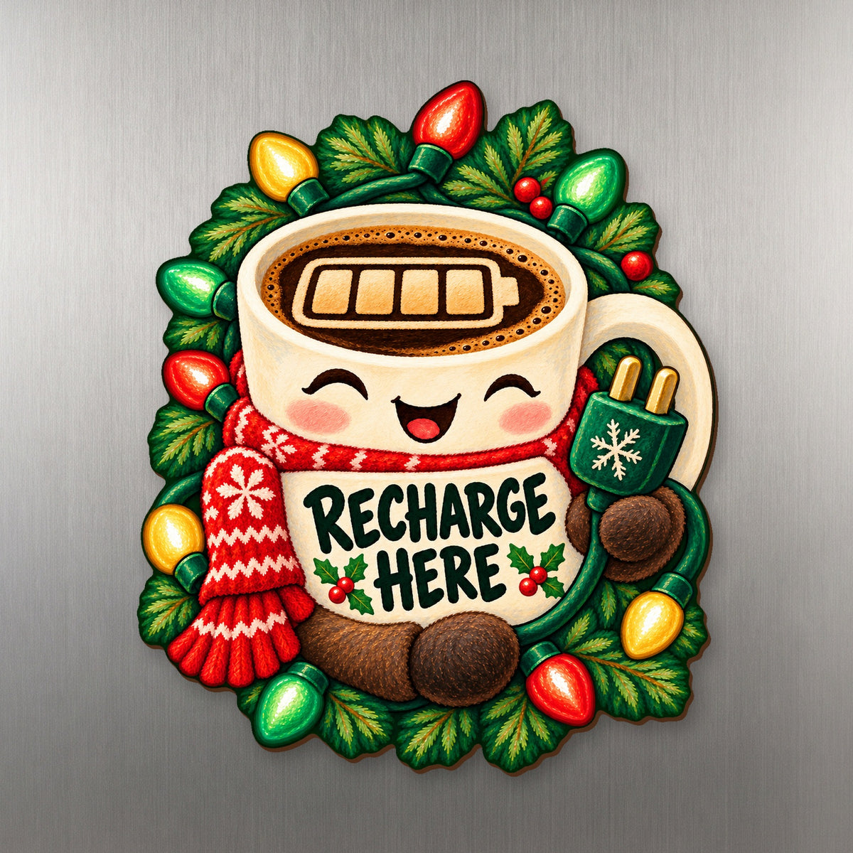 Holiday Battery Pack Magnet #M444 — full-color wooden magnet