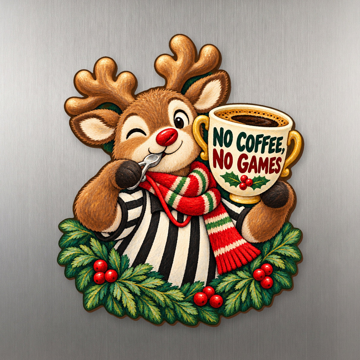 Reindeer Games, Barista Rules Magnet #M446 — full-color wooden magnet