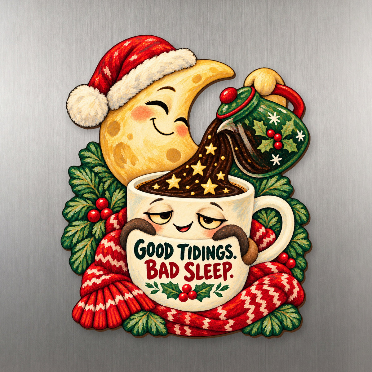 Good Tidings, Bad Sleep Magnet #M447 — full-color wooden magnet