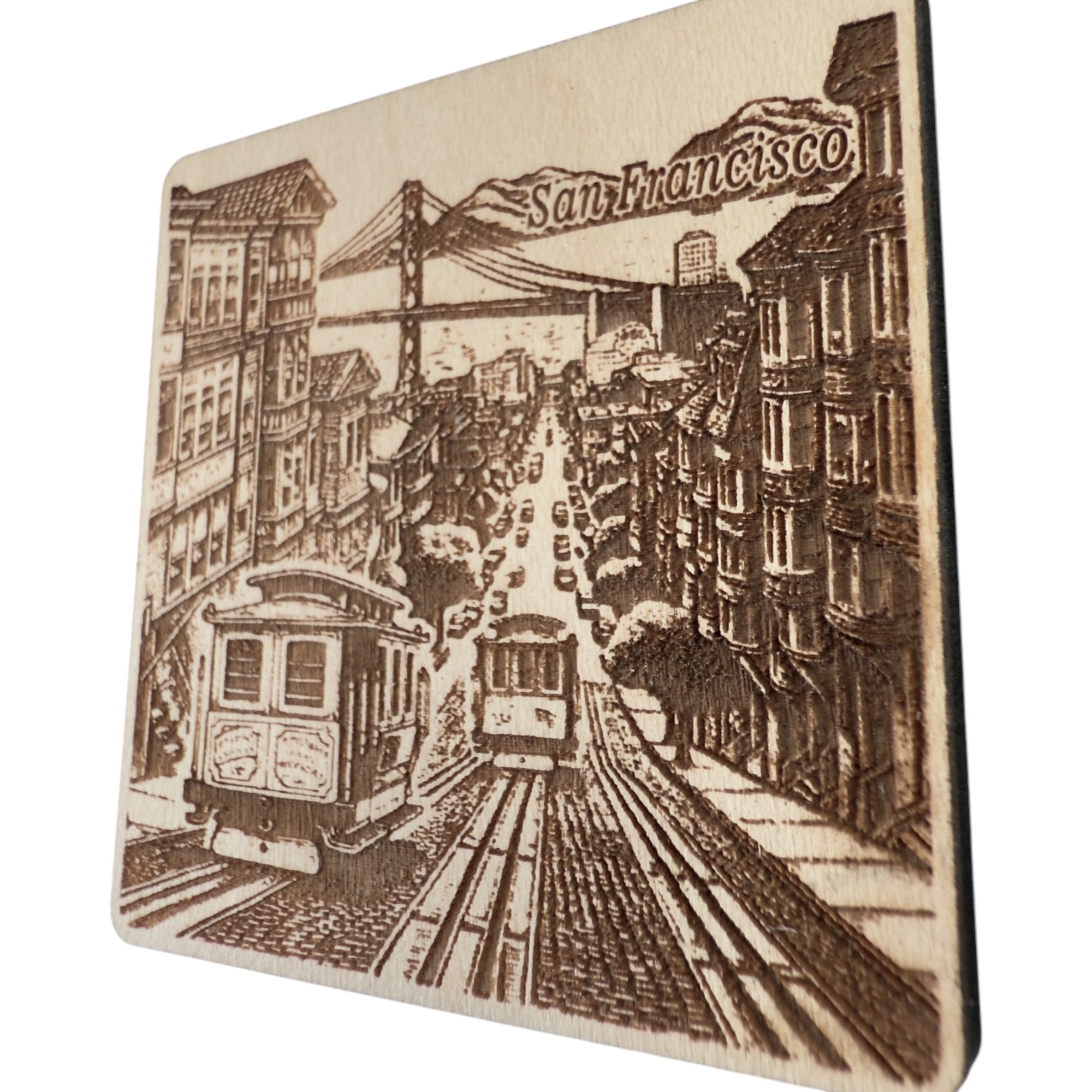 San Francisco Trolly Car Maple Magnet  #MM515