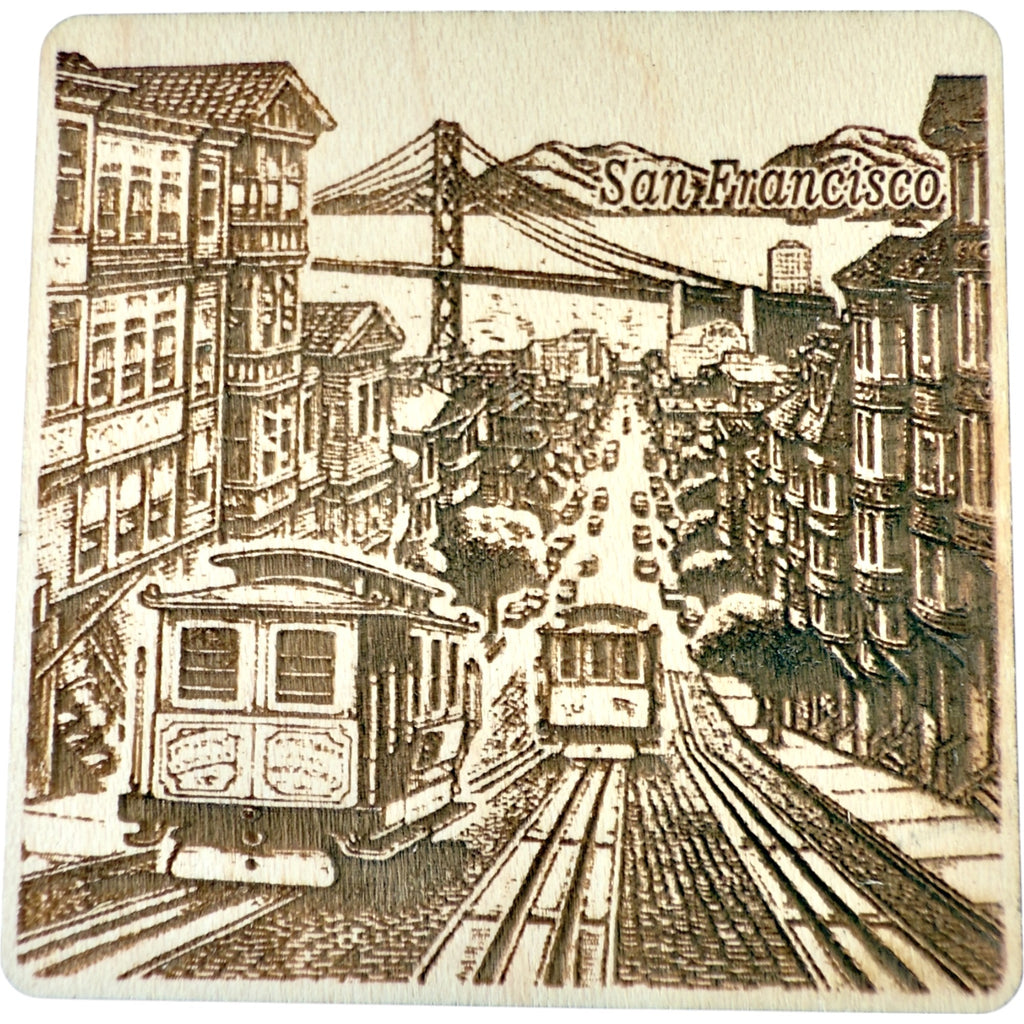San Francisco Trolly Car Maple Magnet  #MM515