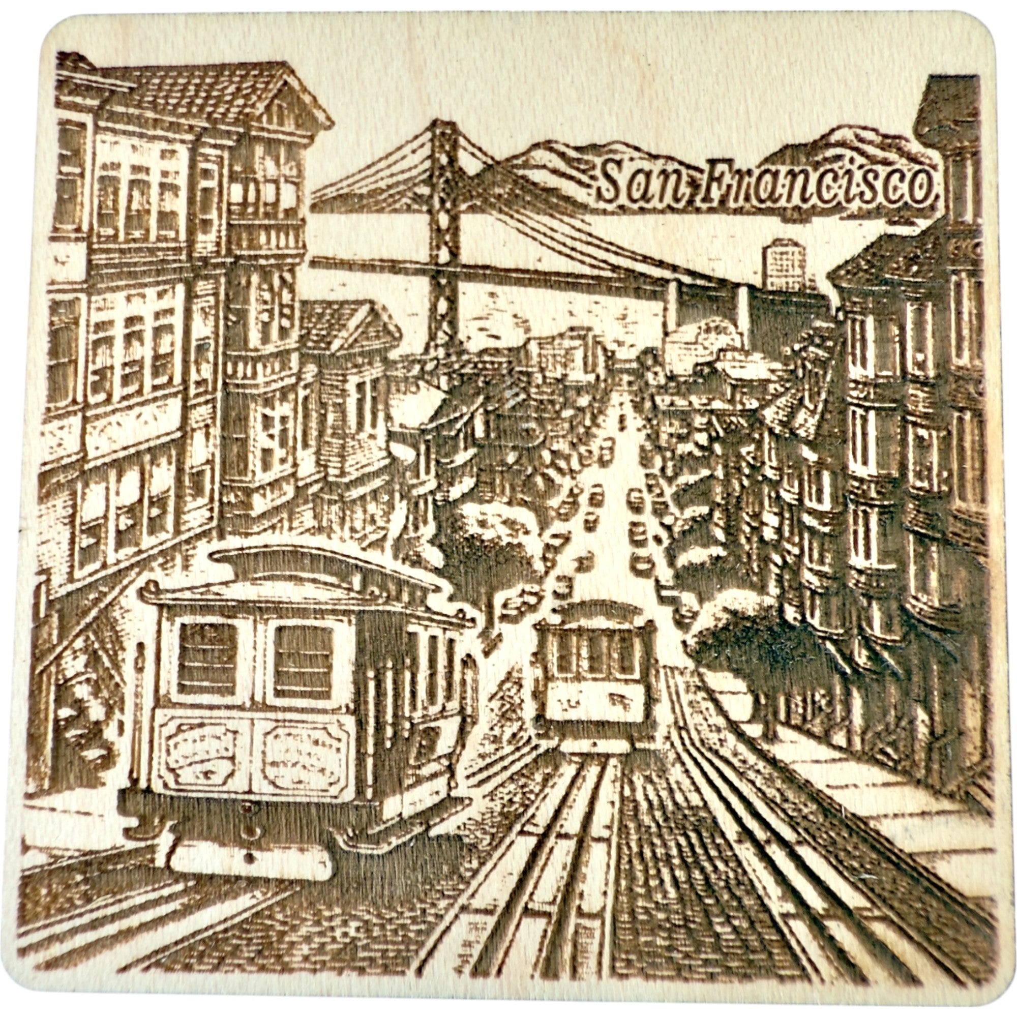 San Francisco Trolly Car Maple Magnet  #MM515