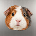 Guinea Pig face wood magnet, shown on stainless steel.