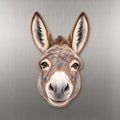 Donkey face wood magnet, shown on stainless steel.