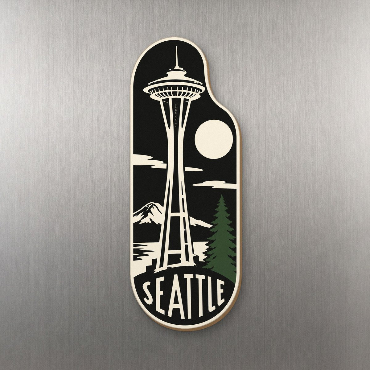 WA Seattle Notan Custom Wood Magnet (MC17)