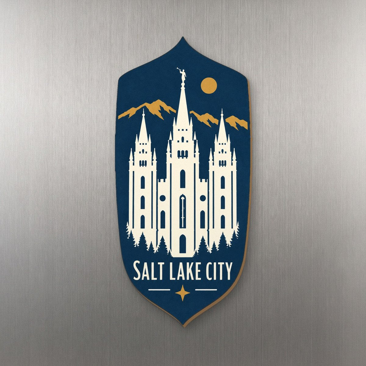 UT Salt Lake City Negative-Space Silhouette Custom Wood Magnet (MC32)