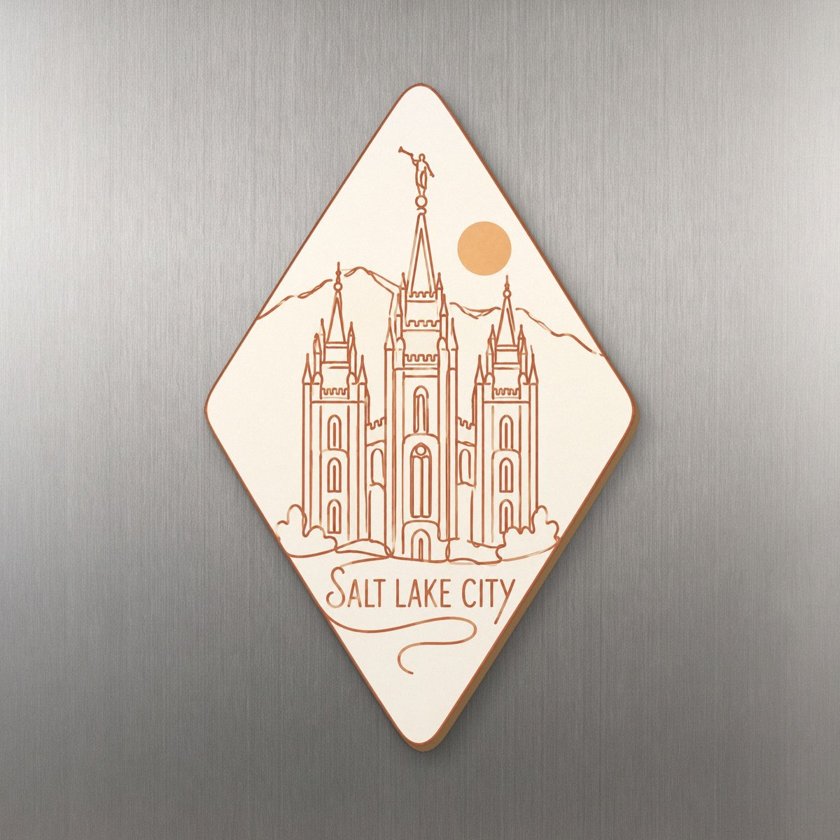 UT Salt Lake City Continuous-Line Drawing Custom Wood Magnet (MC33)