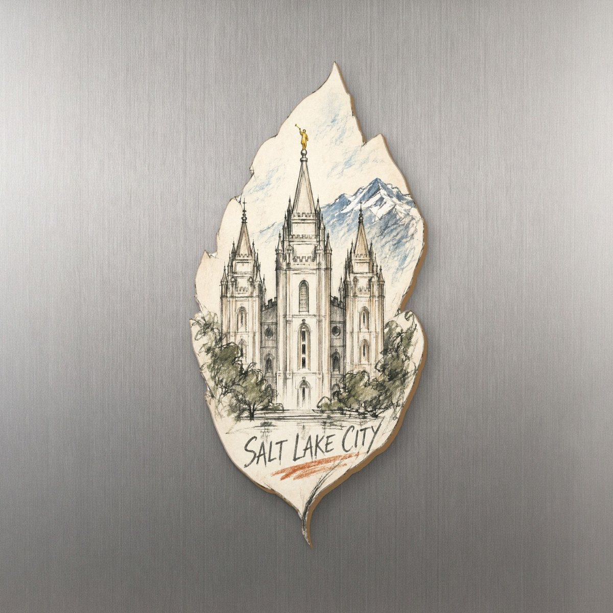 UT Salt Lake City Loose Contour Sketch Custom Wood Magnet (MC34)
