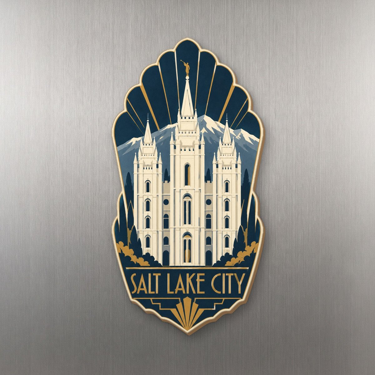 UT Salt Lake City Art Deco Custom Wood Magnet (MC36)