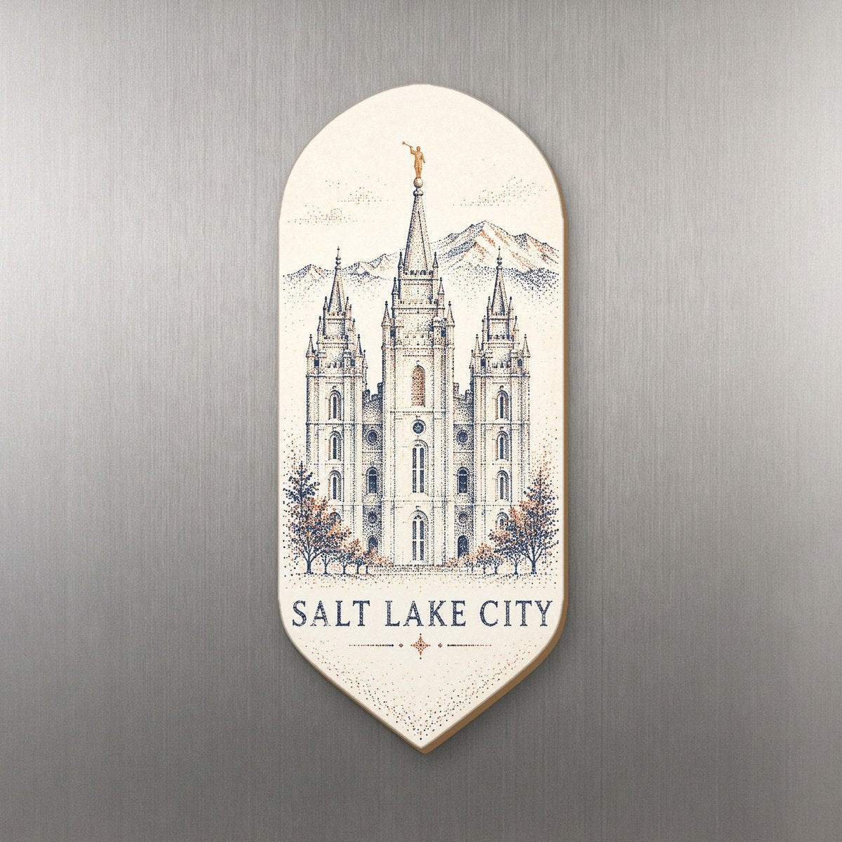UT Salt Lake City Sparse Pointillism Custom Wood Magnet (MC40)