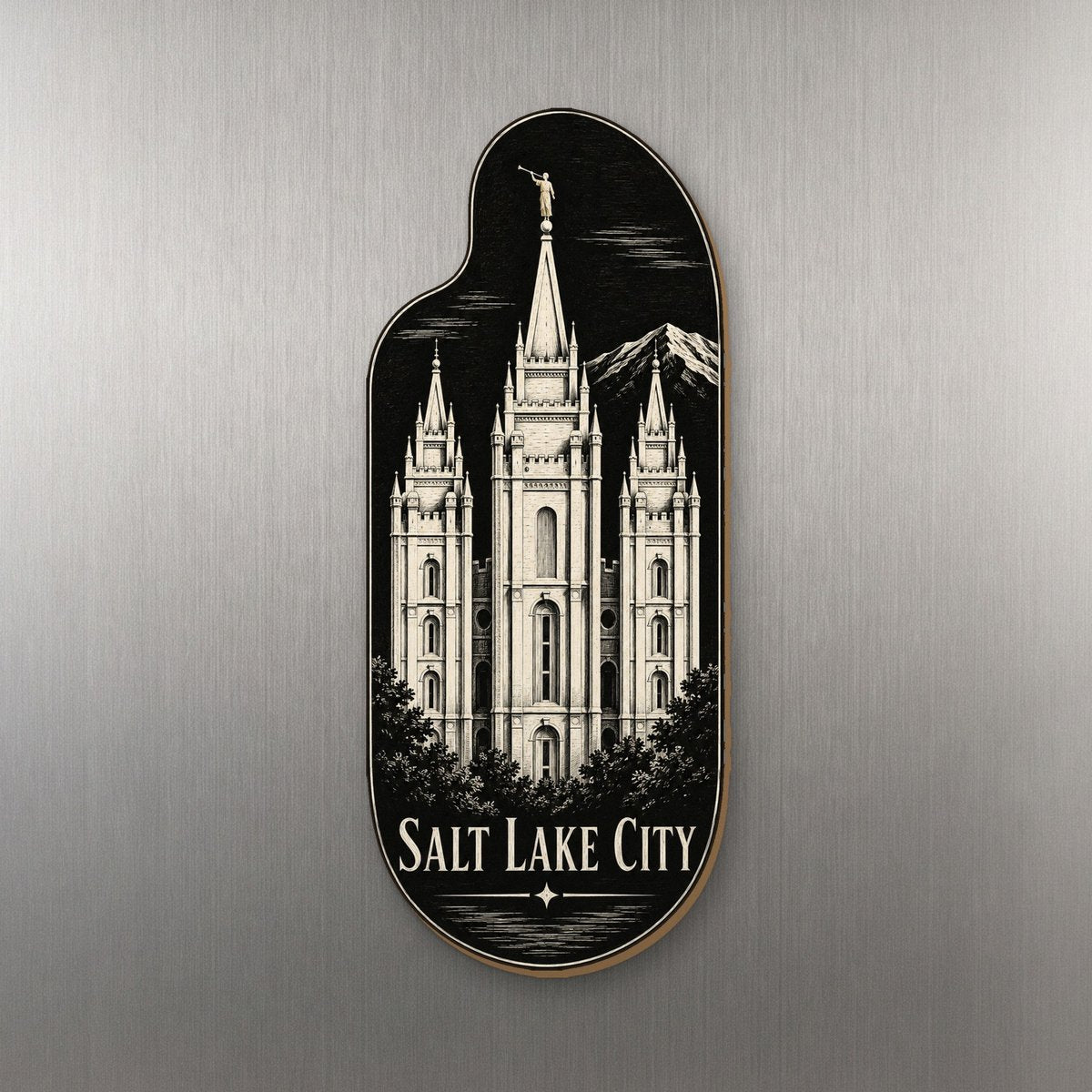 UT Salt Lake City Scratchboard Custom Wood Magnet (MC41)