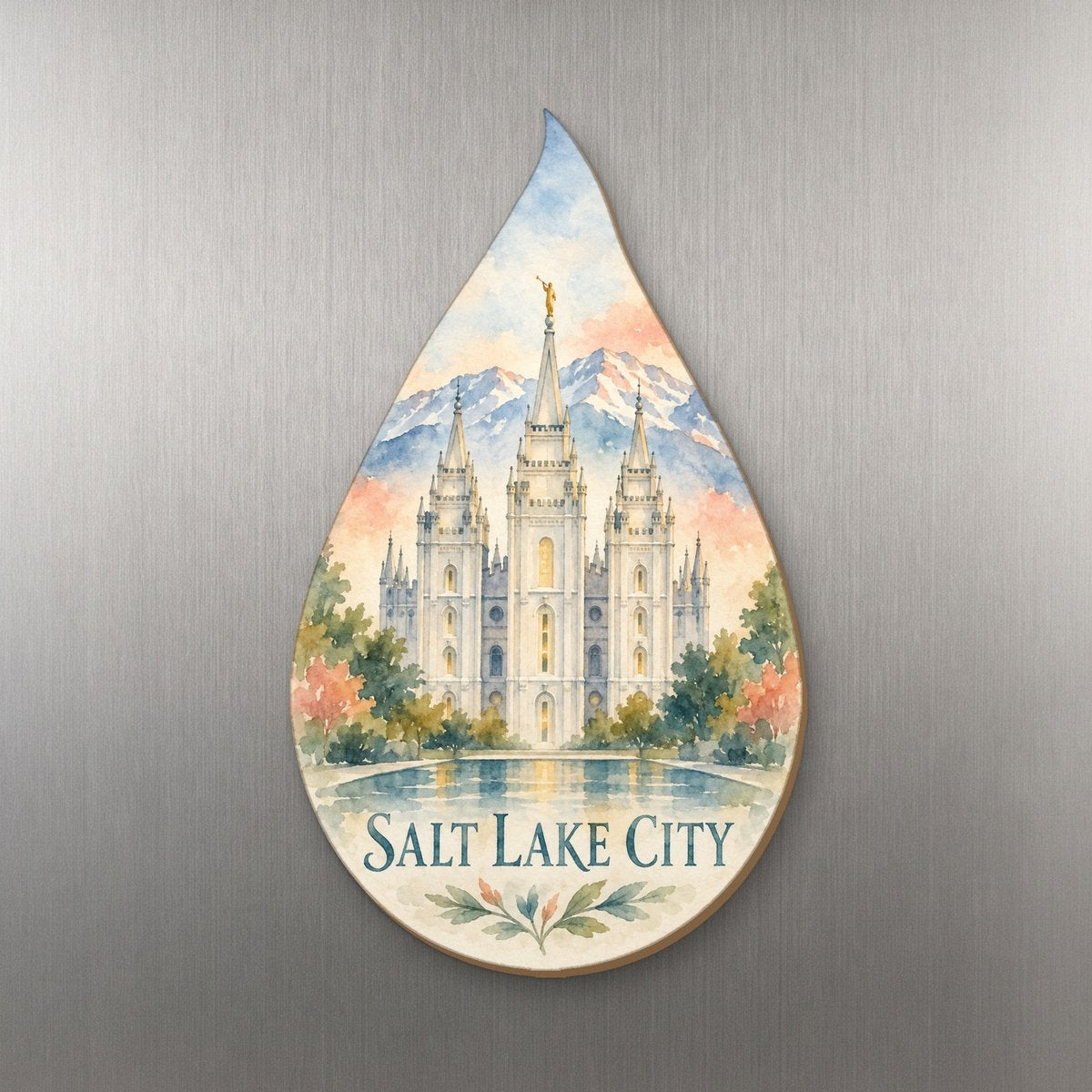 UT Salt Lake City Restrained Watercolor Custom Wood Magnet (MC43)