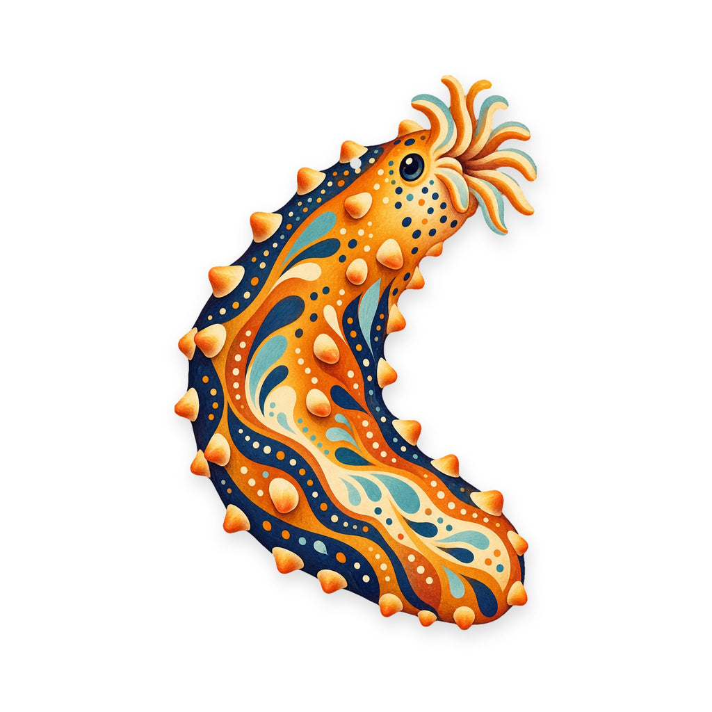 Sea Cucumber folk art ornament O170 on white, laser-cut maple wood, made in USA