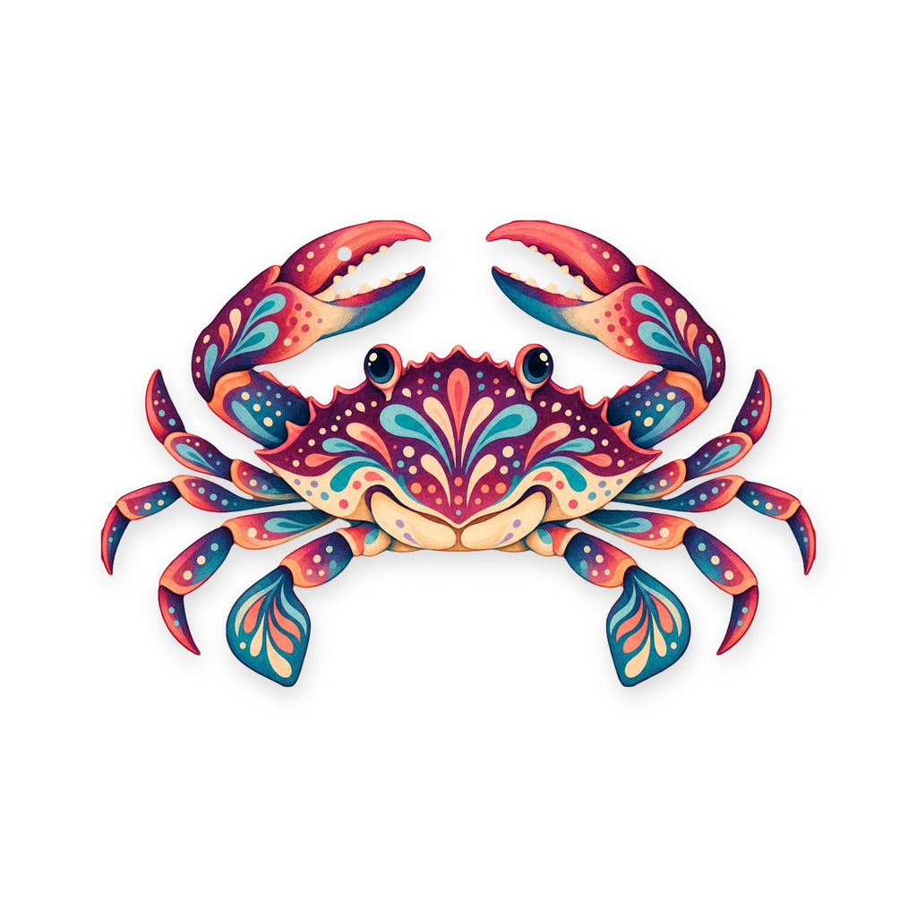 Blue Crab folk art ornament O180 on white, laser-cut maple wood, made in USA