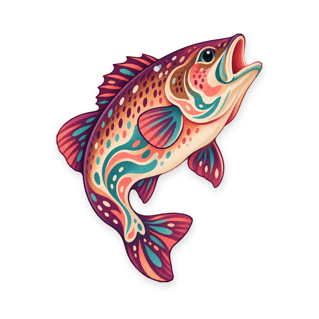 Smallmouth Bass folk art ornament O188 on white, laser-cut maple wood, made in USA