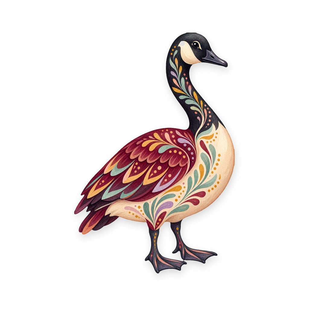 Canada Goose folk art ornament O326 on white, laser-cut maple wood, made in USA
