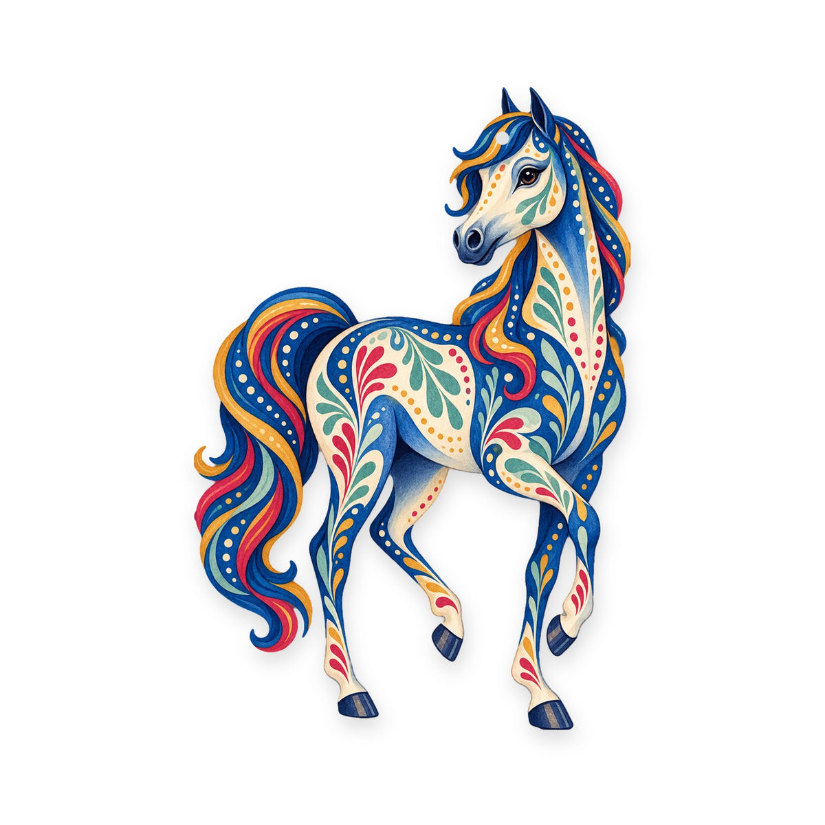 Arabian Horse folk art ornament O477 on white, laser-cut maple wood, made in USA