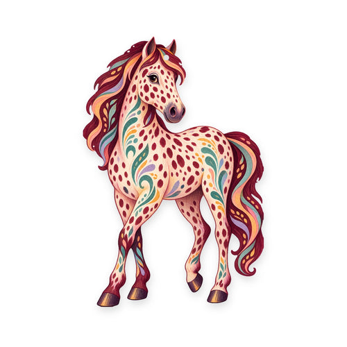Appaloosa Horse folk art ornament O478 on white, laser-cut maple wood, made in USA