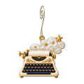 Cloud Typewriter Ornament O542, full-color laser-cut maple wood by Green Tree Jewelry