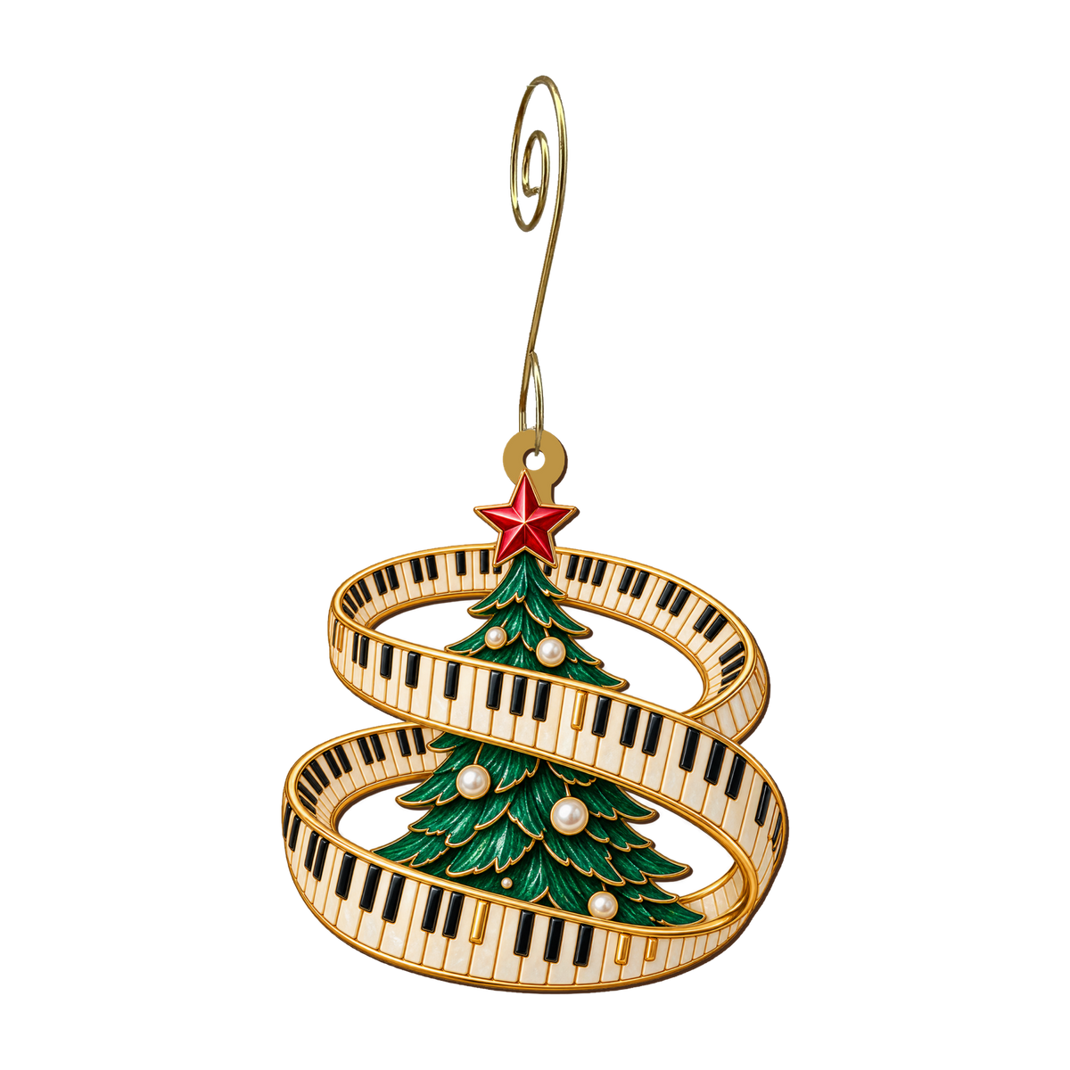 Perpetual Carol Ornament O543, full-color laser-cut maple wood by Green Tree Jewelry