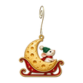 Moon Cheese Sleigh Ornament O544, full-color laser-cut maple wood by Green Tree Jewelry