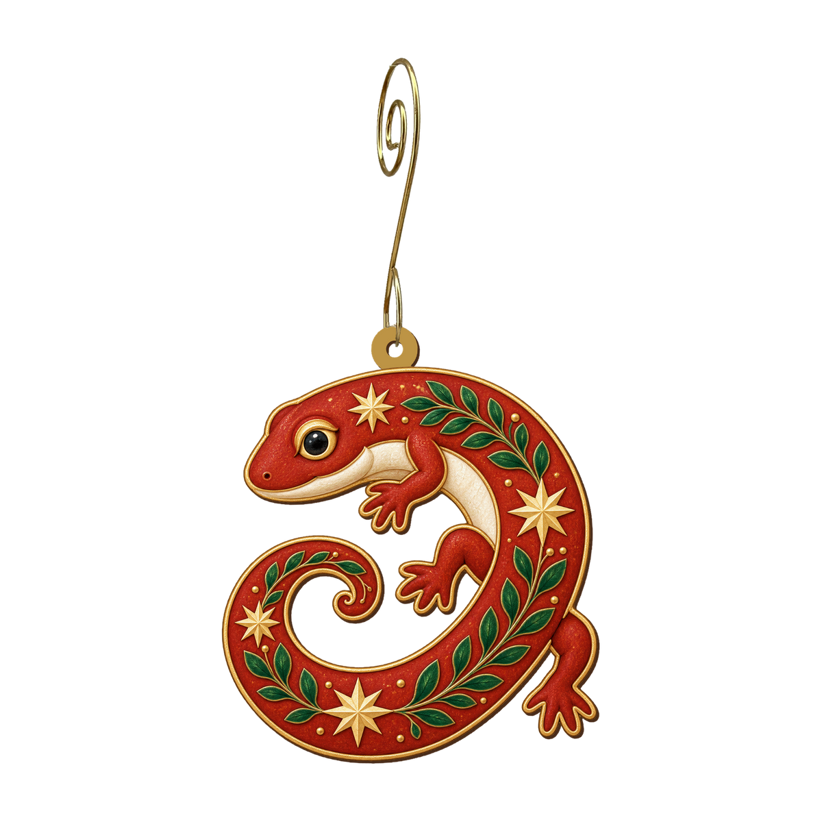 Hearth Star Salamander Ornament O555, full-color laser-cut maple wood by Green Tree Jewelry