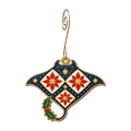 Christmas Quilt Ray Ornament O556, full-color laser-cut maple wood by Green Tree Jewelry