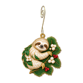 Snowberry Sloth Ornament O557, full-color laser-cut maple wood by Green Tree Jewelry