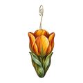 Tulip Cup wooden ornament O559 with gold spiral hook by Green Tree Jewelry
